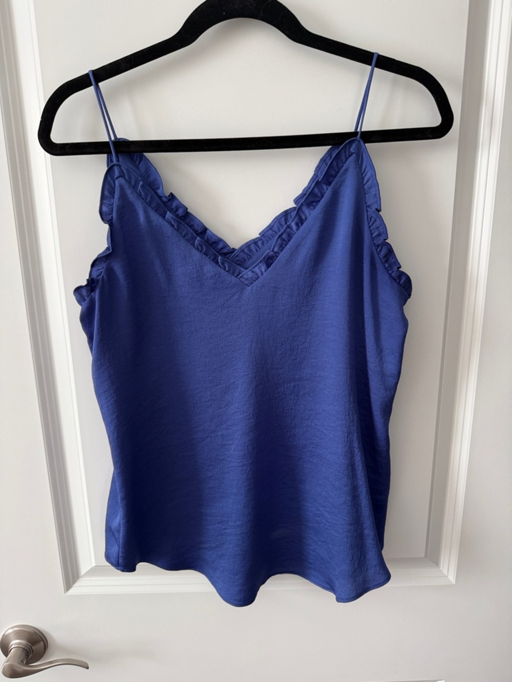 Express Royal Blue Ruffle V-Neck Camisole